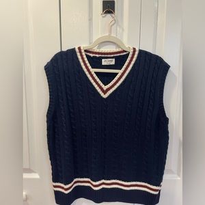 oversized navy knitted sleeveless sweater